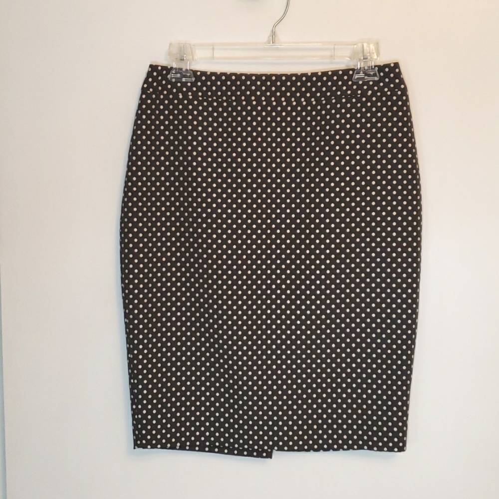 Jacob Black & White Polka-dot Skirt 8 EUC